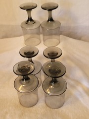 Vntg Libbey MCM 1970’S Tawny Accent 6pc Wine Goblets Smoke Brown Bar Stemware