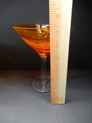 Pier 1 Imports Canyon Martini Glasses Orange Red Swirl Hand Blown Set of 3