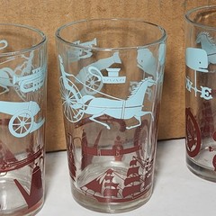 16 Vintage Glasses Glass Set Hazel Atlas Colonial Americana Juice Bar Drink 6 Oz