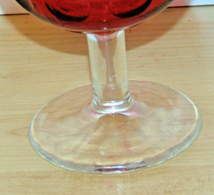 Vintage Bartlett Collins 6″ Atomic Starburst Cranberry Thumbprint Goblet