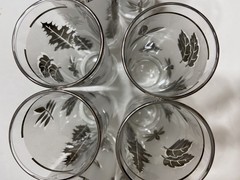 8 Libbey Silver Foliage Leaf Hostess Set Glasses – New without Box 7″ – 13.5 oz