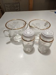 Vintage Bartlett Collins Grapes Etched Four Piece Table Set SugarCreamer, S/P