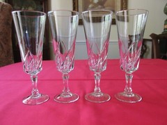Set 4 Cristal D’Arques France FLAMENCO Swirl Cut Crystal Champagne Flutes 7 1/8″