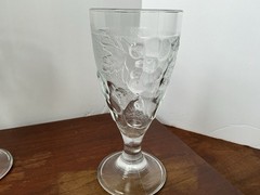 Set of 3 Vintage Arcoroc France Clear Molded Embossed Fruit Design Goblets