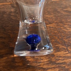 Pair Ciroc Martini Cocktail Glasses w/Blue Bubble Base | Etched Logo