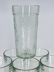 1960’s Kerr clear drinking glasses tree bark pattern / Set of 6 MCM Tumblers