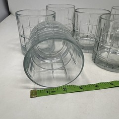 Set Of 7 Anchor Hocking Tartan Clear 3-1/2″ Old Fashioned Tumblers Glasses 8-oz