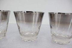 Vitreon Queens Lusterware Silver Fade Ombre Rocks Glasses Set of 3 Vintage MCM