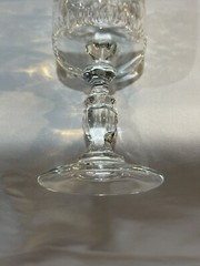2 Blown Clear Wine Glasses Cut Criss-Cross & Fan On Bowl unknown pattern