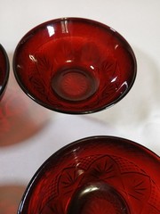 ANTIQUE RUBYRED BY CRISTAL D’ ARQUES/DURAND FRANCE GLASS, SET OF 4 SALAD BOWLS