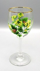 Royal Worcester WORCESTER HERBS Black Mustard Wine Glass Botanical & Gold Trim
