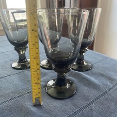 Libbey Glass 7″ Nova Black 16oz Water Glasses Set Of 4 Vintage