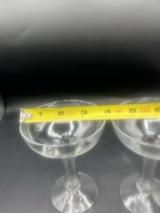 VINTAGE WINE CHAMPAGNE COCKTAIL GLASS HOLLOW STEM SET 2 STEMWARE BARWARE COUPE