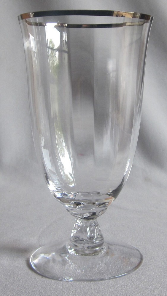 Iced Tea Glass Goblet Vintage Fostoria Crystal Victoria Pattern Platinum 5 7/8″