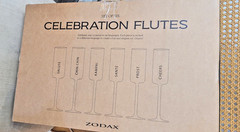 New in box Zodax RETIRED Toasting Words Champagne Flutes set of 6 Salute sante