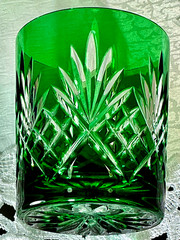 Ajka Cut to Clear Glass Faberge Odessa Set of 4 Whiskey Tumblers Old Fashioned