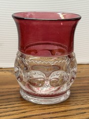 Tiffin Glass Kings Thumbprint Ruby Red Flash Flat Juice Glass Set Of 4