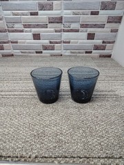 VINTAGE FRANCK IITALLA COCKTAIL TUMBLERS SET OF 2 BLUE GLASSES