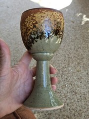 Set Of 6 Sunset Canyon Pottery Stoneware Hand Thrown Safari Pattern 7″ Goblets