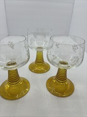 Wine Glass Germany Roemer Amber Etched Wine Glasses Vintage