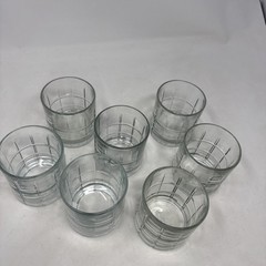 Set Of 7 Anchor Hocking Tartan Clear 3-1/2″ Old Fashioned Tumblers Glasses 8-oz