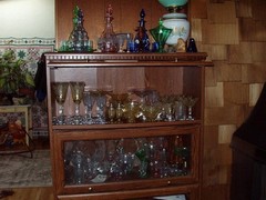 Central Glass Works Moderne #1446 Crystal Wine with Black Stem
