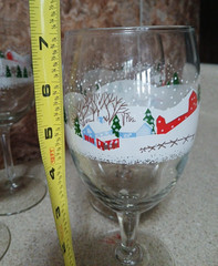 4 – Libbey Winter Village Water Goblets (2 Sizes 7″ & 7.5″)