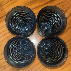 Vintage Fostoria Regal Blue Footed Goblets x 4