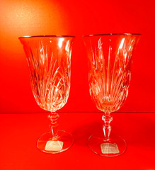 2 New Gorham Platinum Rosewood Iced Tea Glasses Goblets Discontinued Stickers