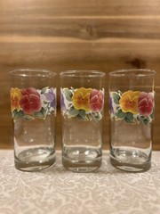 Corelle 7 Crisa Summer Blush Pansey 16oz Drinking Glasses Excellent