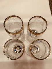 Elegant Gold Gilded Champagne Glasses Set of 4 Formal Stemware Toasting Flutes