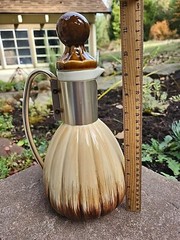 MCM Ombre Earthy Brown Beige Carafe Pitcher Gold Handle Cork Topper