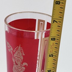 Vintage Culver Thai Goddess Red & 22K Gold Highball Glass 6.75” MCM