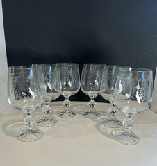 Bohemia Queens Lace Crystal Crystalex Etched Wine Glasses Set Of 6
