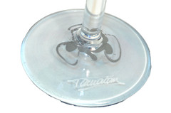 ION TAMAIAN Art Glass Wine Glass Blue Tint Set/2 Hand Painted Signed Romania New