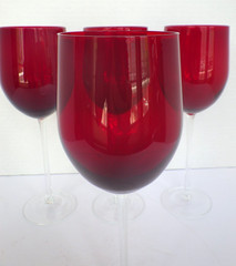 Ruby Red Clear Stemmed Wine Glass Goblets 9 1/4″ High 12 oz. Capacity Set of 4