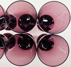 (6) Bryce Aquarius Amethyst Water Goblets Set Vintage Geometric Stemware MCM Lot
