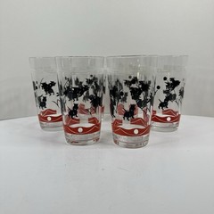 Set of 6 Federal Glass Scotty Dog Black Terrier Playing Fetch Tumbler Glasses