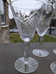 Set of 4 Waterford Crystal Mooncoin White Wine 6-1/8″ tall