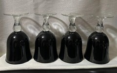 4 Martello Black Iced Tea Goblet Glasses 7” Libbey HTF EUC Textured Stem 8 Avail