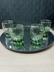 Set Of 4 Fern Green Vtg Anchor Hocking Central Park Starfire Rocks Glasses