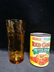 Vintage Tumblers Amber Yellow Glass Diamond Textured Glasses 14oz 6″ H