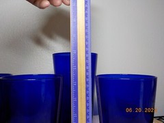 LIBBYS COBALT BLUE METROPOLITAN TUMBLERS LOT OF 4 ONE 5 7/8″ T THREE 4 3/8″ T