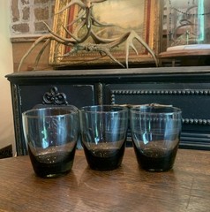 Vintage Libbey Classic Smoke Gray Low Ball Barware Glasses Set 3 MCM