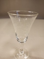Vintage Libbey Rock Sharpe Halifax Stem Shot Glass Floral Etched