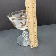 1950’s Libby Frosted Gold Leaf / Golden Foliage Wine Dessert Glass 4.25″