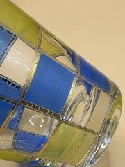 Vintage Culver Gold Blue Lime-Green Mid-Century Lowball Cocktail Glass Set of 2