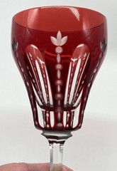 2 Vintage Red Cut to Clear Crystal Wine Water Glasses Goblets 7 5/8″T Heavy