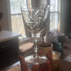 4Vintage Whirling Star of David Pinwheel Wine Stem 5-5/8″ Brilliant Cut Glasses
