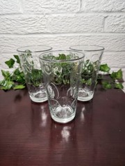 Libbey Textured Pebbled Effect 16oz Clear Glass Tumblers 6″ Vintage Set of 3